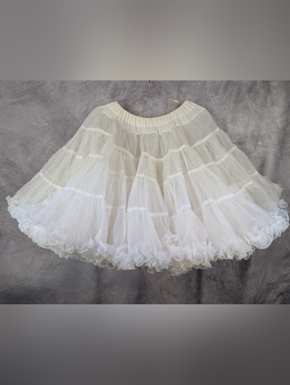 Vintage Sam's White Square Dance Petticoat Crinoline Layered Full Ruffle Slip M